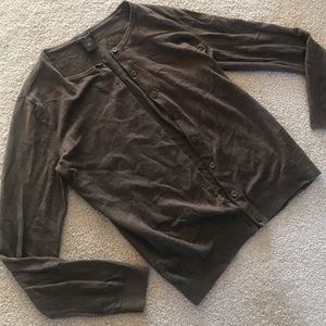ANN TAYLOR BROWN BUTTON DOWN SWEATER